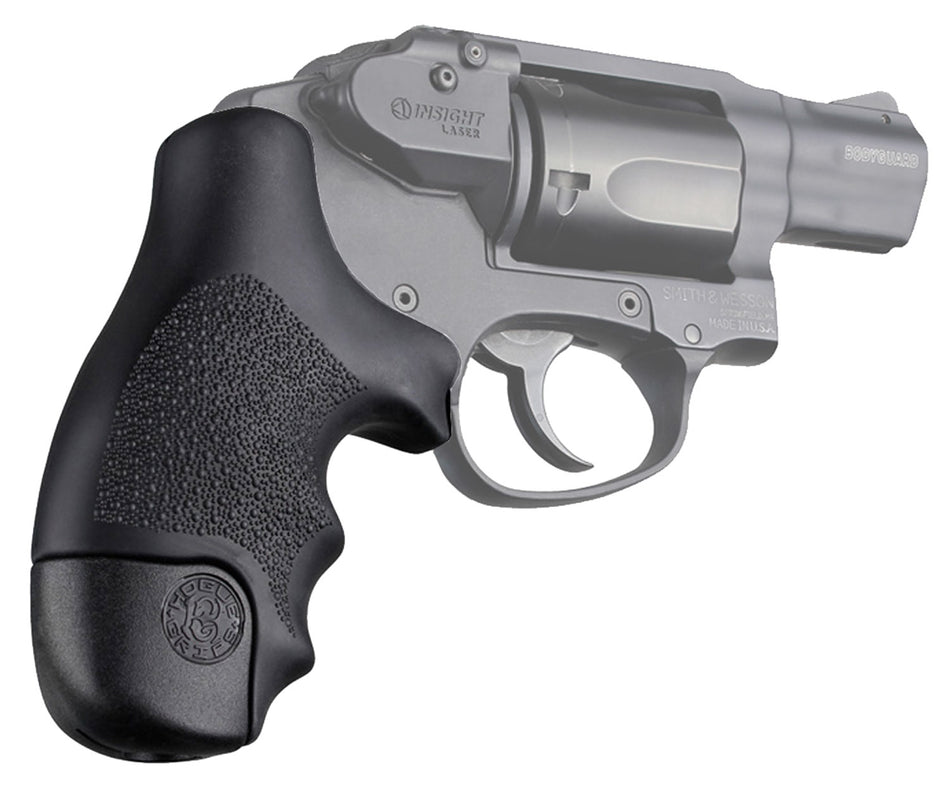 Hogue 60020 Black Rubber OverMolded Tamer Cobblestone Grip with Finger Grooves for S&W J Frame Centennial Bodyguard