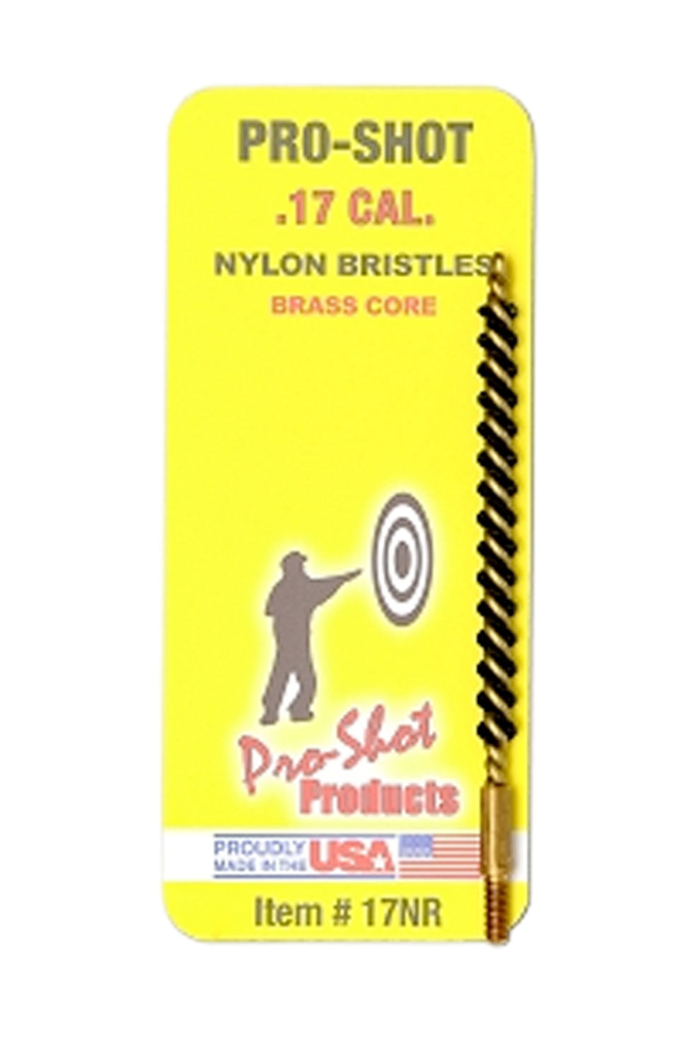 Pro-Shot 17NR .17/.177 Cal Rifle Nylon Bore Brush #5-40 Thread Brass Core