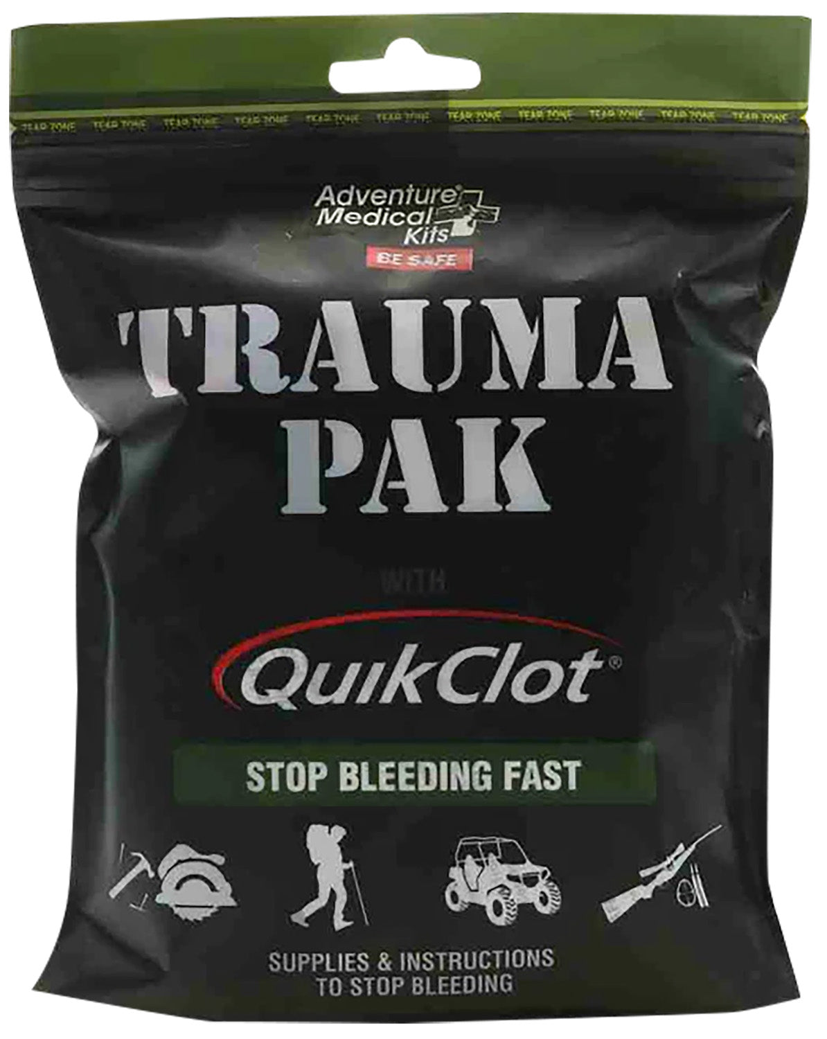 Adventure Medical Kits Trauma Pak with QuikClot Hemostatic Dressing Stop Bleeding Waterproof Pouch