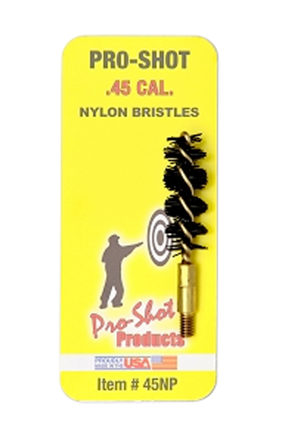 Pro-Shot 45NP Nylon Bore Brush .45 Cal Pistol #8-32 Thread Brass Core