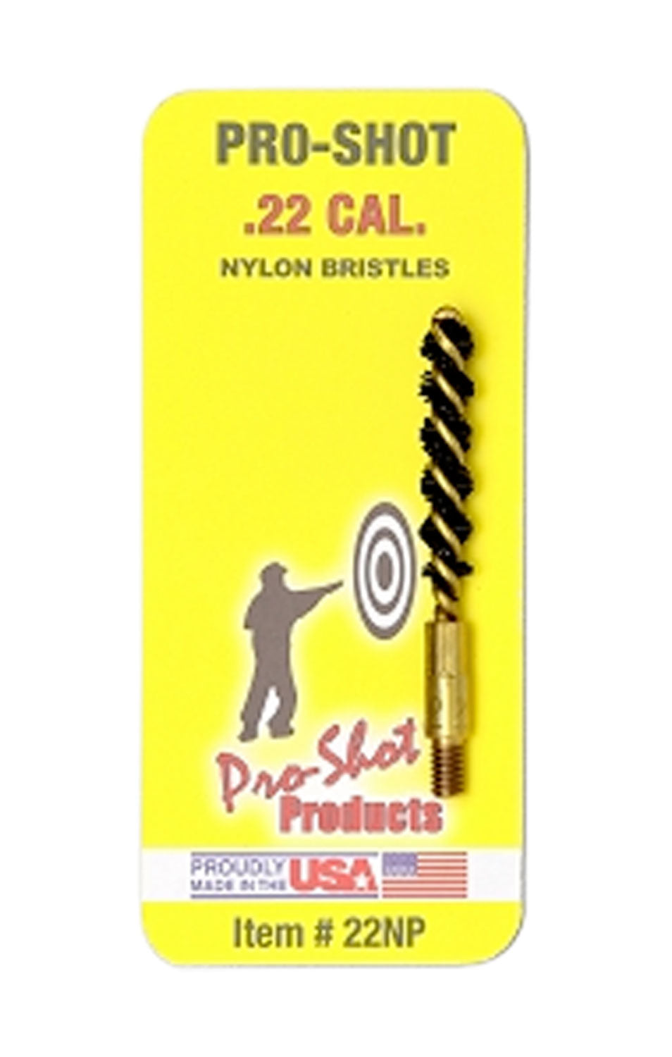 Pro-Shot 22NP Nylon Bore Brush .22 Cal Pistol #8-32 Thread Brass Core