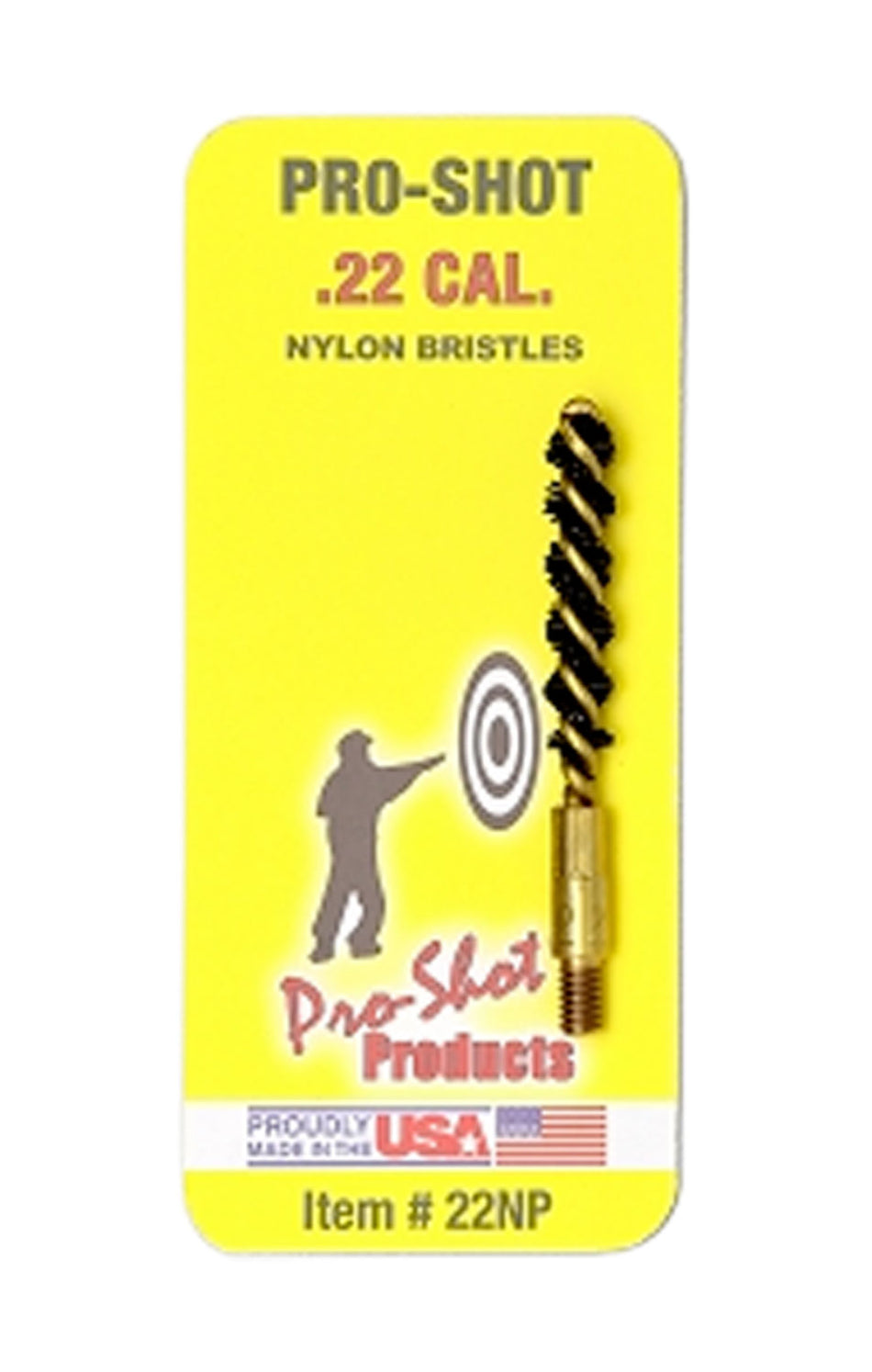 Pro-Shot 22NP Nylon Bore Brush .22 Cal Pistol #8-32 Thread Brass Core
