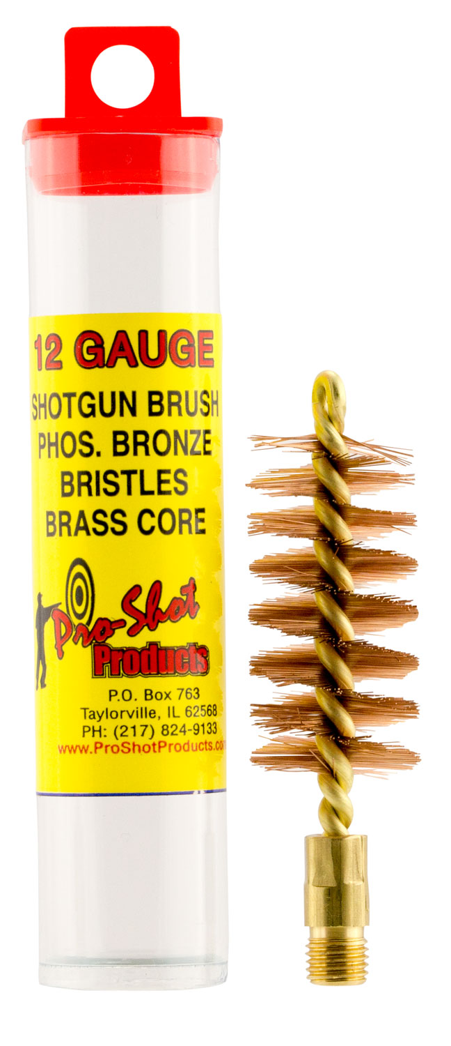 Pro-Shot 12S Bore Brush 12 Gauge Shotgun #5/16-27 Thread Bronze Bristles Brass Core