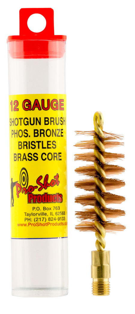 Pro-Shot 12S Bore Brush 12 Gauge Shotgun #5/16-27 Thread Bronze Bristles Brass Core