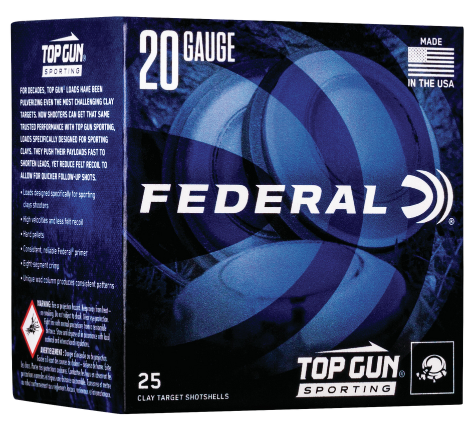 Federal Top Gun Sporting Shotgun Ammo 20 Gauge (20 ga.) 2.75 in. 1250 FPS 7/8 oz. 8 Shot 25 Rd.