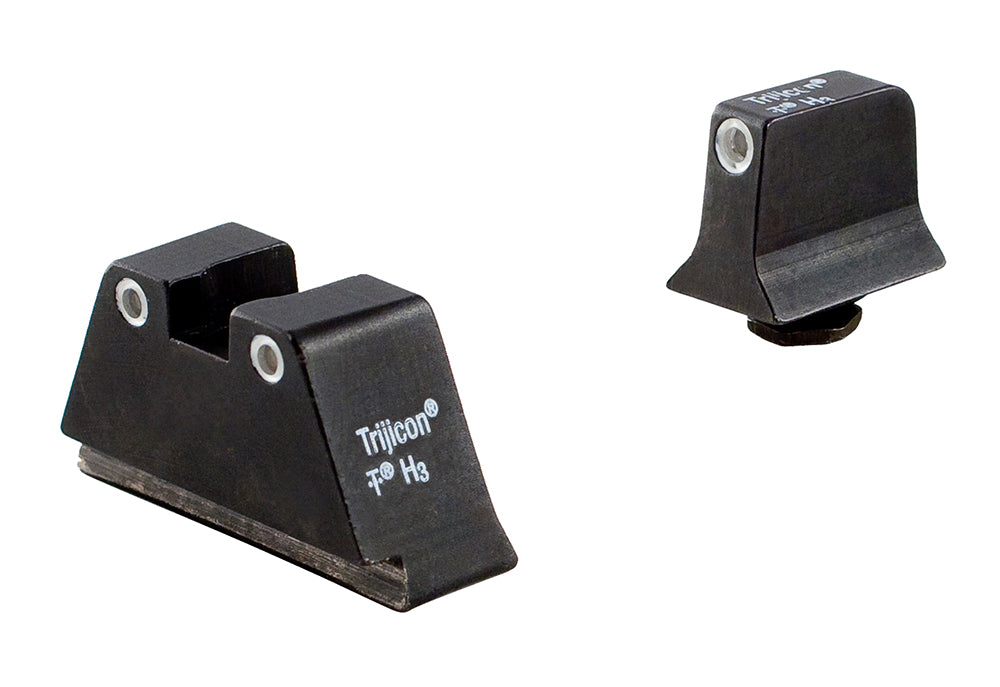 Trijicon 600649 Suppressor/Optic Height Sights Green Tritium White Outline Front & Rear for Glock 17/17L/19