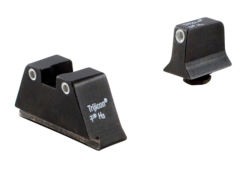 Trijicon 600649 Suppressor/Optic Height Sights Green Tritium White Outline Front & Rear for Glock 17/17L/19