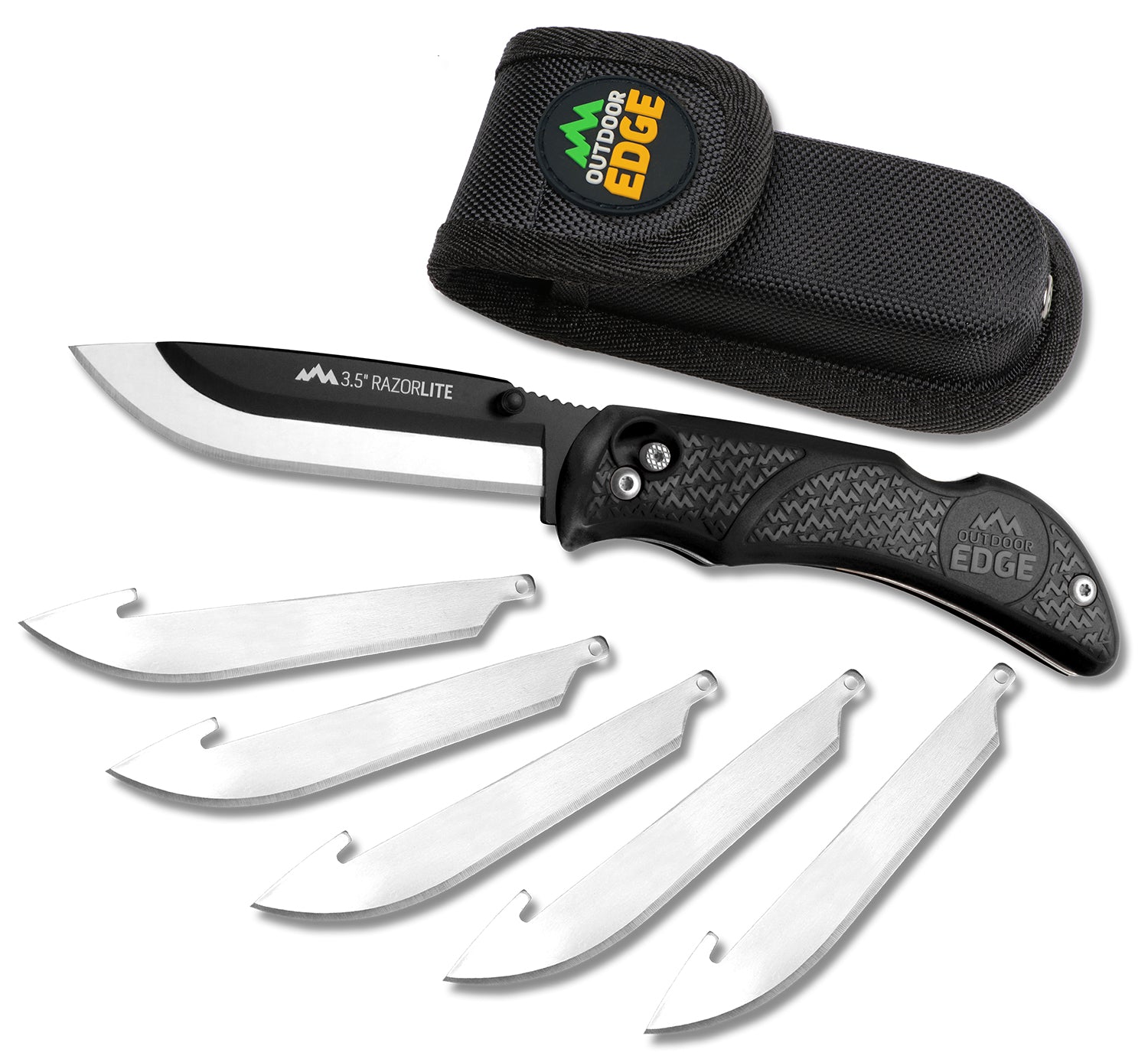 Outdoor Edge RL10C RazorLite 3.50" Folding Plain Black Oxide 420J2 SS Blade Black TPR Handle