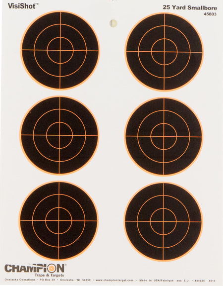 Champion VisiShot 25 Yard Small Bore Rifle Bullseye Paper Target 8.5x11" 10 Pack