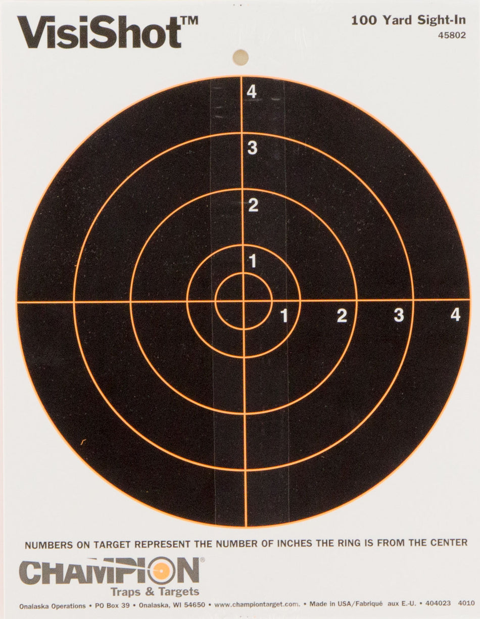 Champion VisiShot 8" Bullseye Paper Hanging Target 10 Pack