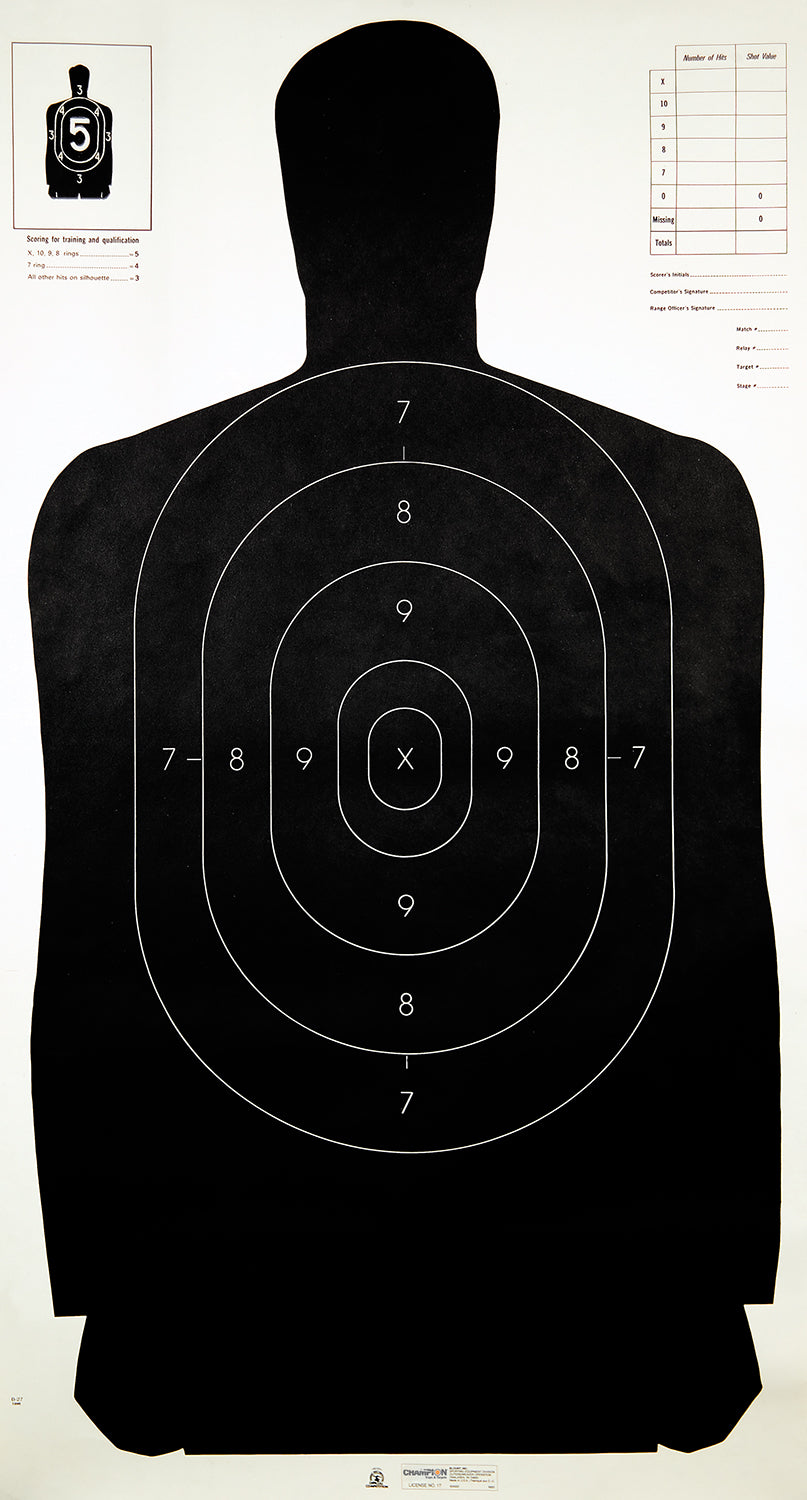 Champion Targets 40727 Law Enforcement B-27 Silhouette Paper Hanging Target 100 Pack