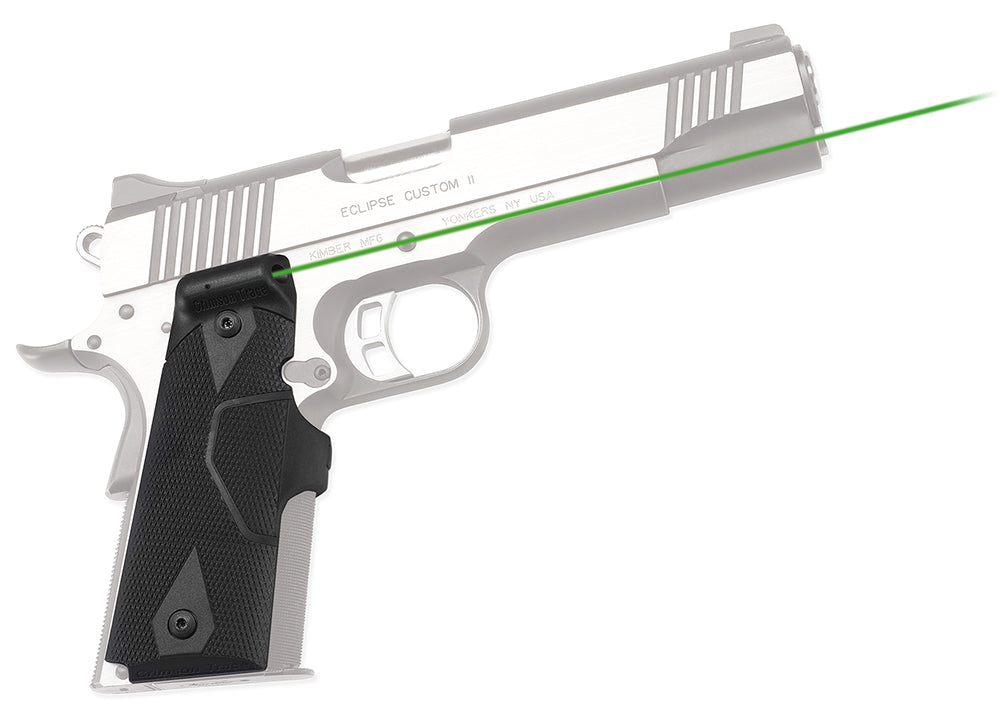 Crimson Trace LG-401 Lasergrips Green Laser for 1911/1911A1 Full-Size, Instinctive Activation, Black Polymer