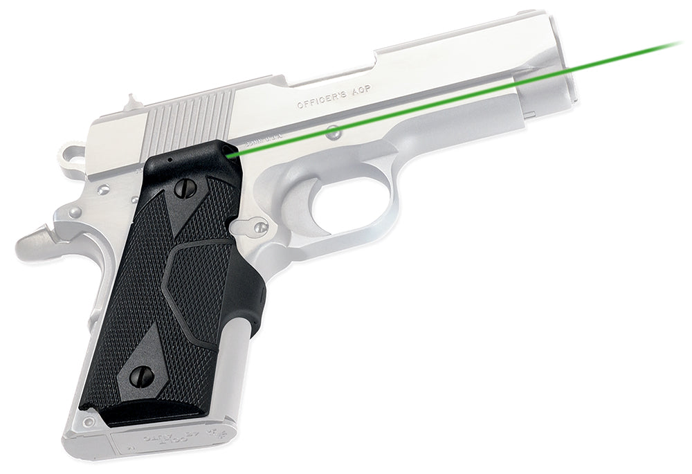 Crimson Trace LG-404 Lasergrips Green Laser for 1911 Compact/Officer/Defender, Instinctive Activation, Black Polymer