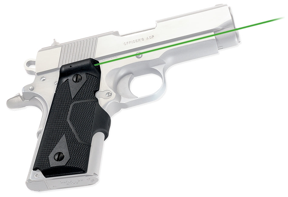 Crimson Trace LG-404 Lasergrips Green Laser for 1911 Compact/Officer/Defender, Instinctive Activation, Black Polymer