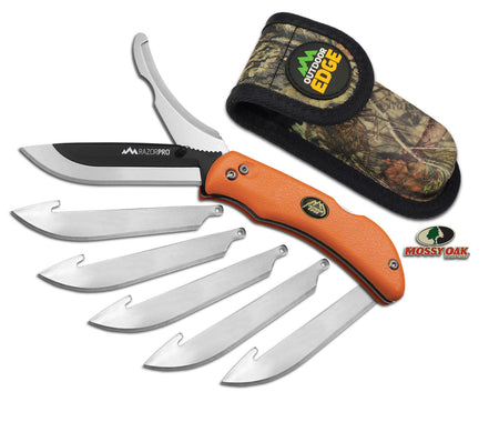 Outdoor Edge RO20C RazorPro 3.50" Folding Razor/Gut 420J2 Stainless Steel Blade FRN Orange Handle