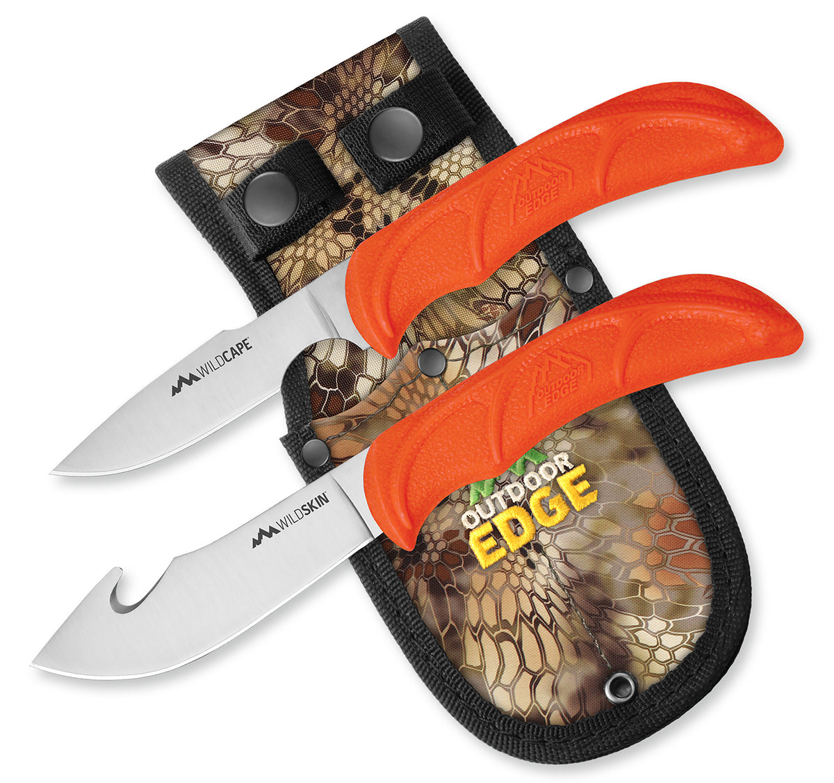 Outdoor Edge WR1C WildPair 2.50"/4" Fixed Gut Hook/Caper 420J2 SS Blade TPR Blaze Orange Handle