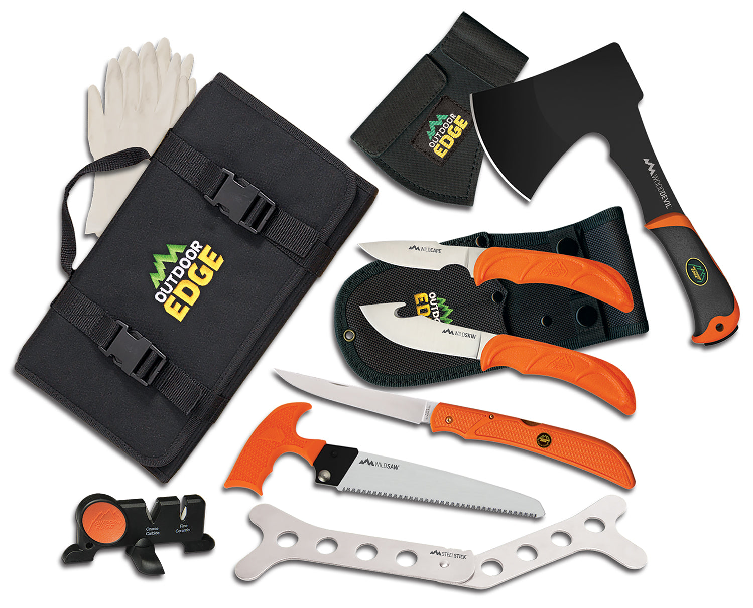Outdoor Edge OF1 Outfitter Complete Hunting Set 420J2 Stainless Steel Blades FRN Orange Handle
