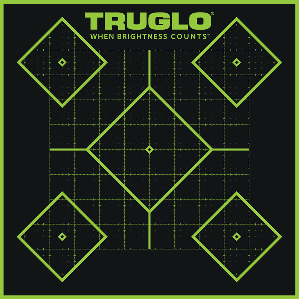 TruGlo Tru-See 5-Diamond Target Self-Adhesive Heavy Paper Black/Green 12"x12" 6 Pack (TG14A6)