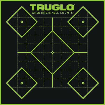TruGlo Tru-See 5-Diamond Target Self-Adhesive Heavy Paper Black/Green 12"x12" 6 Pack (TG14A6)