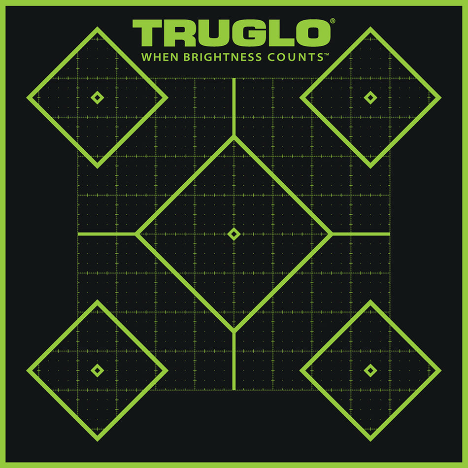 TruGlo Tru-See 5-Diamond Target Self-Adhesive Heavy Paper Black/Green 12"x12" 6 Pack (TG14A6)