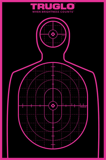 TruGlo TG13P6 Tru-See Handgun Silhouette Self-Adhesive Target Black/Pink 12"x18" 6-Pack