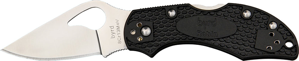 Spyderco BY10PBK2 Byrd Robin 2 Lightweight 2.43" Folding Drop Point Plain 8Cr13MoV SS Blade Black FRN Handle with Pocket Clip