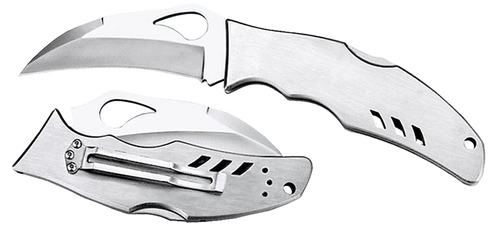 Spyderco BY07P Byrd Crossbill 3.50" Folding Hawkbill Plain 8Cr13MoV SS Blade Stainless Steel Handle with Pocket Clip