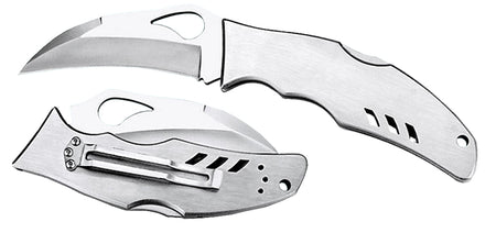 Spyderco BY07P Byrd Crossbill 3.50" Folding Hawkbill Plain 8Cr13MoV SS Blade Stainless Steel Handle with Pocket Clip