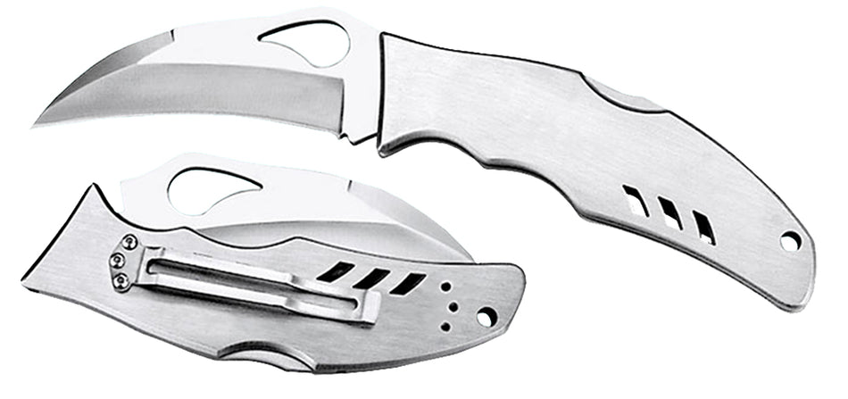 Spyderco BY07P Byrd Crossbill 3.50" Folding Hawkbill Plain 8Cr13MoV SS Blade Stainless Steel Handle with Pocket Clip