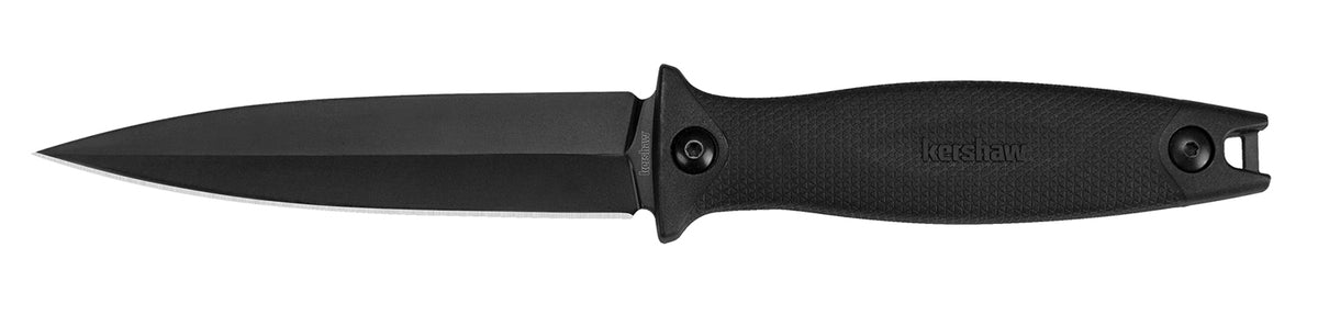 Kershaw 4007 Secret Agent 4.40" Fixed Spear Point Plain Black Oxide 8Cr13MoV SS Blade Black Glass-Filled Nylon Handle with Sheath