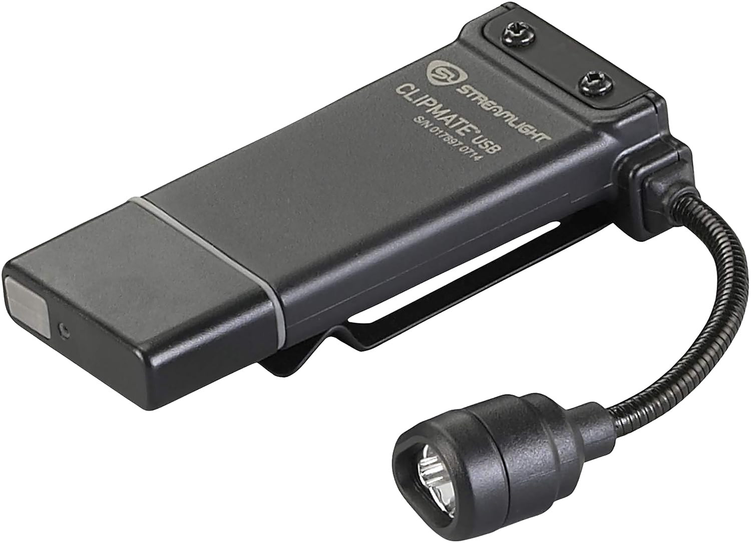 Streamlight 61126 ClipMate USB Rechargeable Clip-On Light Black 70 Lumens White/Red LED