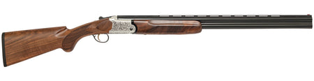 Chiappa Firearms 930378 202AE 12 Gauge Break Open 3" 2 28" Black Chrome Lined Vent Rib Barrel, Nickel-Plated Engraved Aluminum Receiver, Fixed Walnut Stock