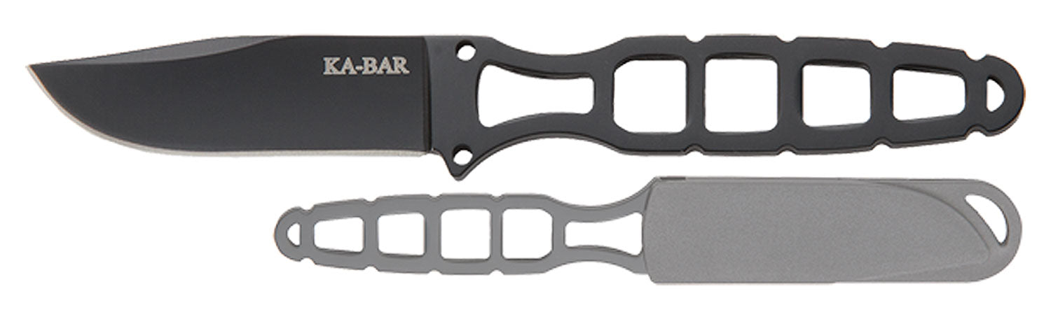 Ka-Bar 1118BP Skeleton 2.50" Fixed Clip Point Plain Black 5Cr15MoV Stainless Steel Blade Skeletonized Handle w/ Sheath