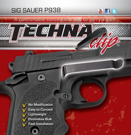 Techna Clip Handgun Retention Belt Clip for Sig Sauer P938 Flat Grip Right Side