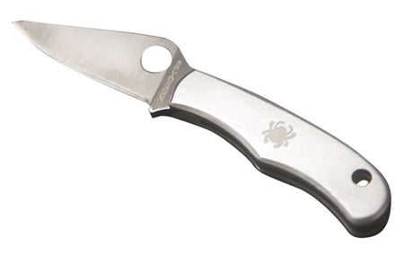 Spyderco C133P Bug 1.27" Folding Drop Point Plain 3Cr13MoV SS Blade Engraved Stainless Steel Handle