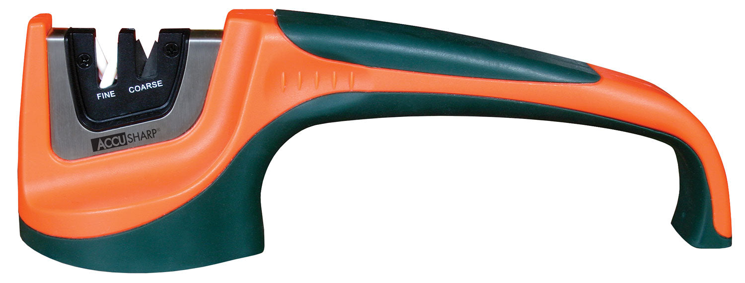 AccuSharp 039C Pull-Through Knife Sharpener, Tungsten Carbide & Ceramic, Black/Orange Rubber Handle