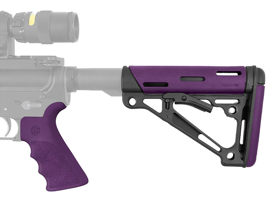 Hogue 15655 OverMolded 2-Piece Collapsible Buttstock and Grip Kit Purple for AR-15 M16 M4