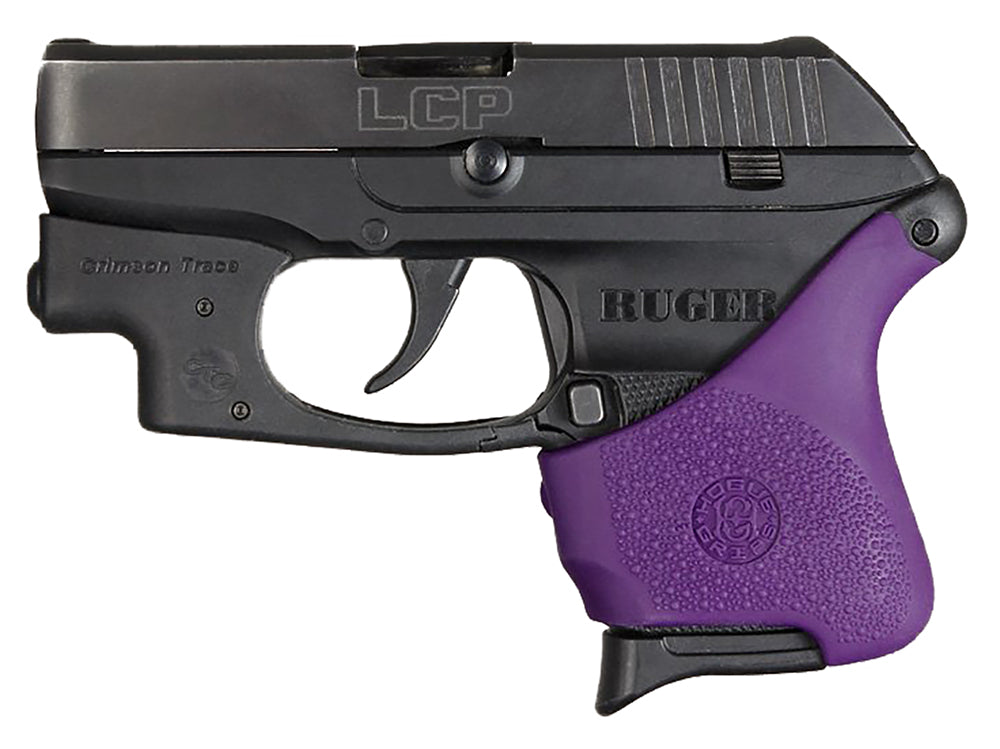 Hogue 18116 HandAll Hybrid Grip Sleeve Purple Rubber for Ruger LCP with Crimson Trace Laser