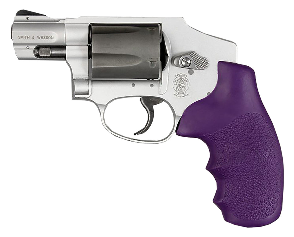 Hogue 60006 OverMolded Monogrip Purple Rubber with Finger Grooves for S&W J Frame Round Butt