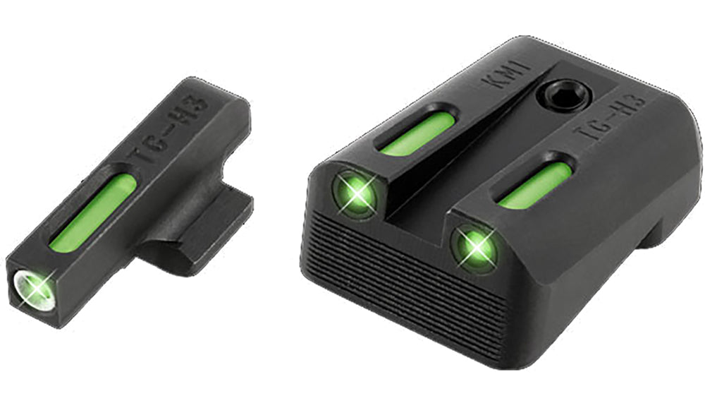 TruGlo TG13KM1A TFX Tritium & Fiber Optic Front & Rear Sight Set Kimber Green White Outline