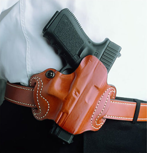 DeSantis Gunhide Mini Slide OWB Black Leather Belt Slide Holster Compatible with Most Glock Models 1.75" Wide Right Hand