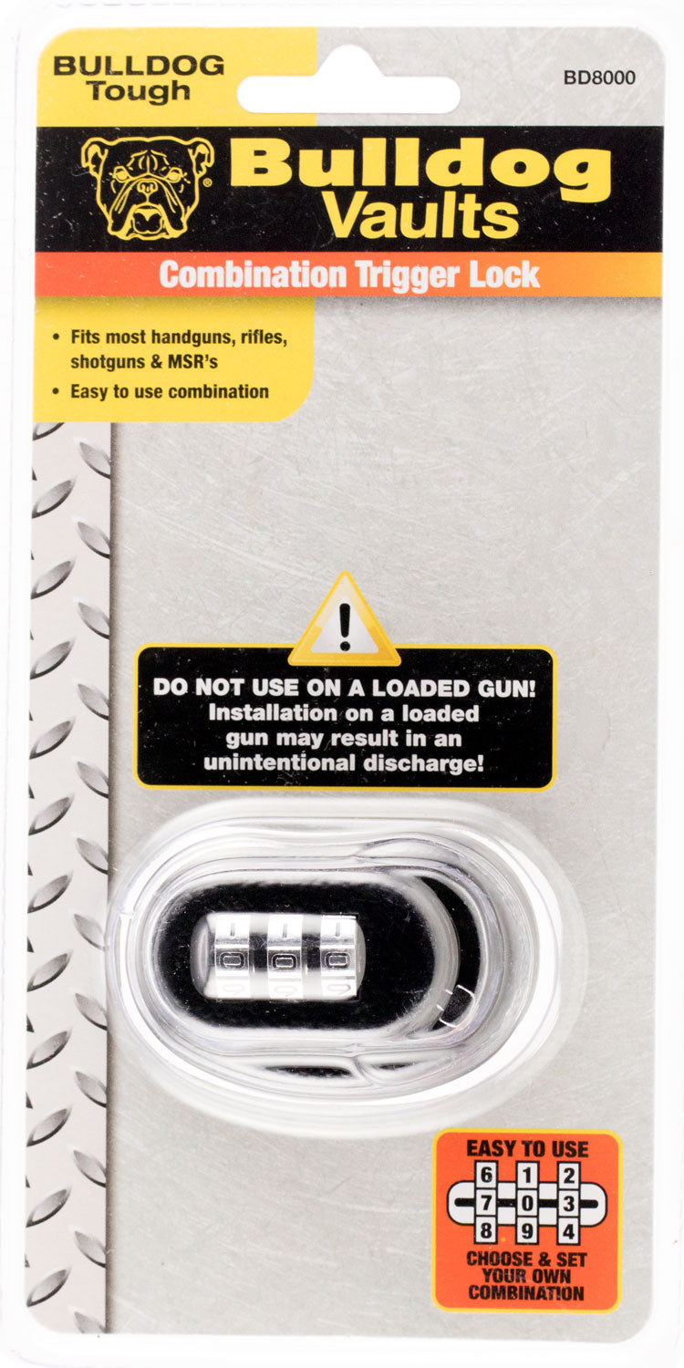 Bulldog BD8000 Combination Trigger Lock Black Metal Fits Handgun/Rifle/Shotgun