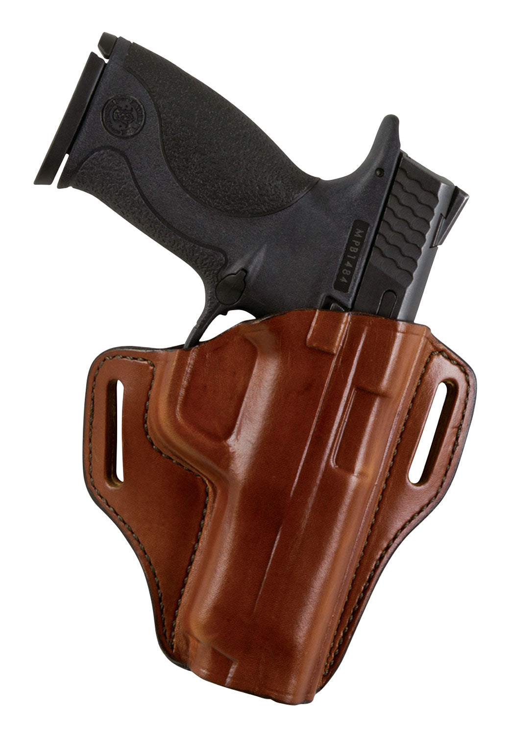 Bianchi 57 Remedy OWB Holster Size 10 Tan Leather Belt Slide Fits Colt 1911 Government/Kimber Custom II RH