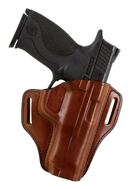 Bianchi 57 Remedy OWB Holster Size 10 Tan Leather Belt Slide Fits Colt 1911 Government/Kimber Custom II RH