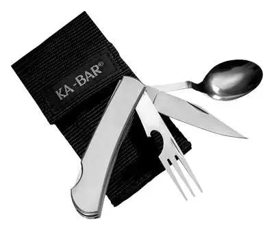 KA-BAR Hobo Stainless Steel Camping Utensil Set Fork Knife Spoon 6.625in OAL Boxed