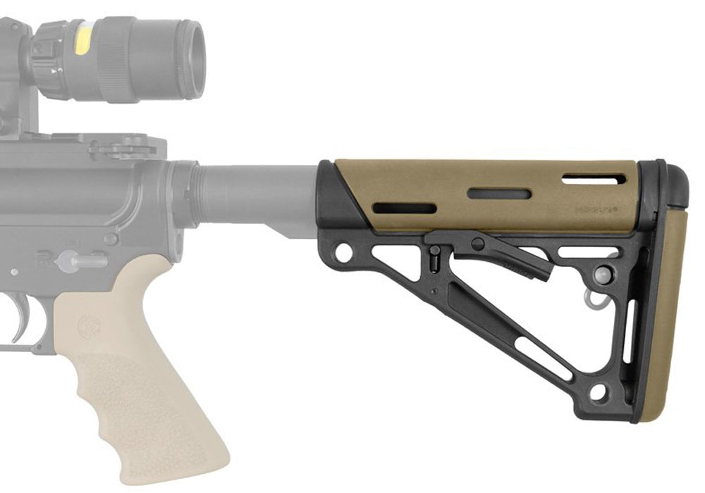 Hogue 15350 OverMolded Collapsible Buttstock Tan for AR-15 M16 M4 Commercial Tube