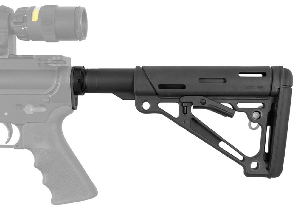 Hogue 15045 AR-15/M16/M4 OverMolded Collapsible Buttstock with Mil-Spec Buffer Tube, Black