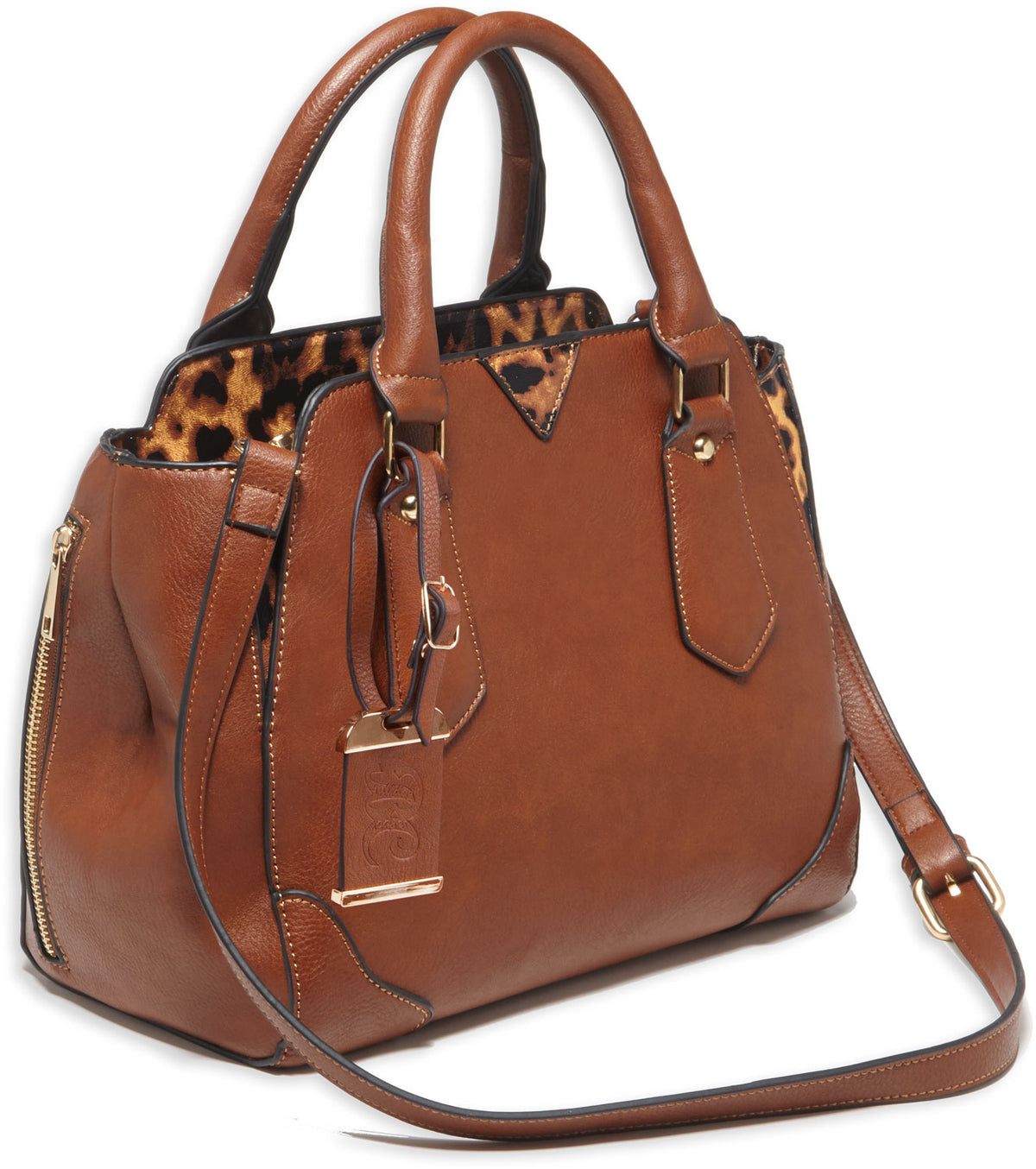 Bulldog BDP024 Chestnut Leather Satchel Purse with Holster for Small Autos & Revolvers Ambidextrous