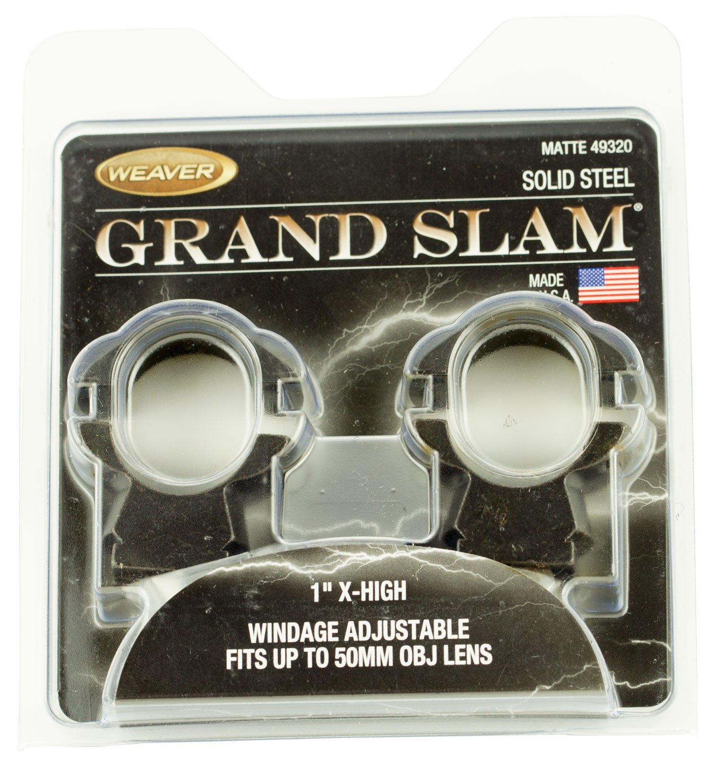 Weaver 49320 Grand Slam Windage Adjustable Scope Rings Matte Black 1" Extra High