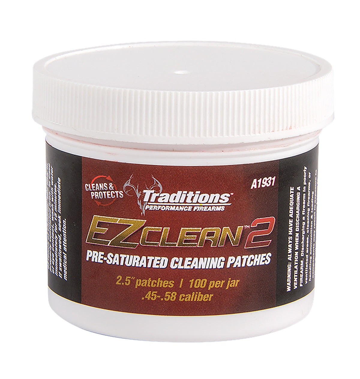 Traditions A1931 EZ Clean 2 Cleaning Patches .45-.54 Cal 100 Per Jar